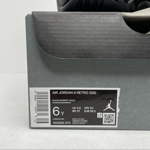 Nike Air Jordan 9 Retro GS “University Gold” NEW - Picture 7 of 7